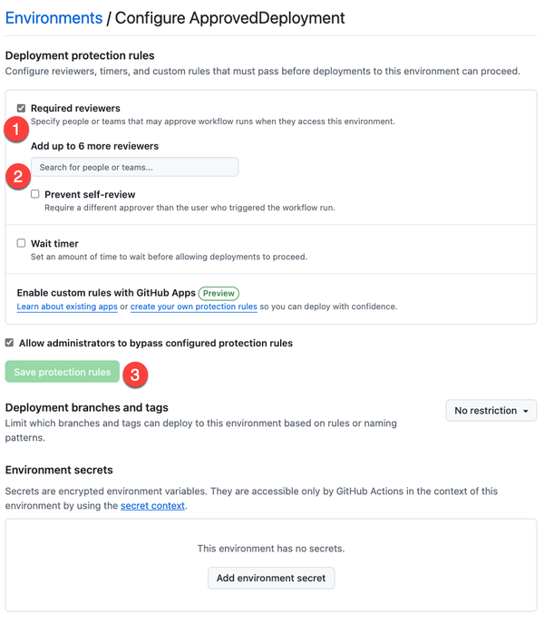 Required reviewers restriction